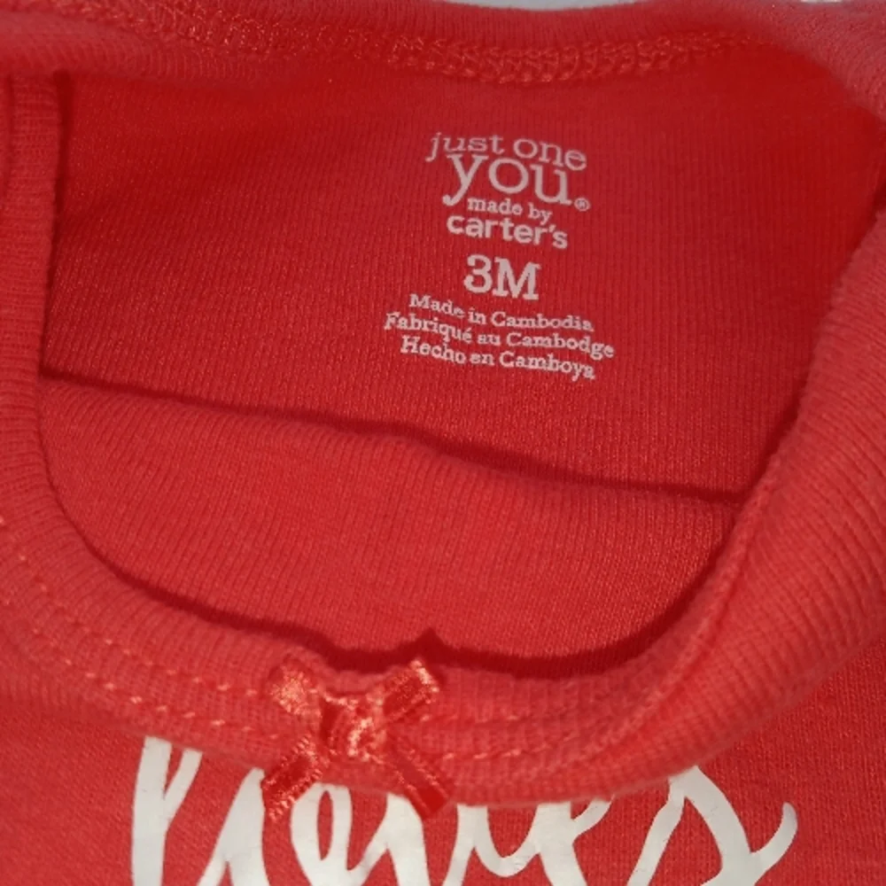 Carter's Red 'My Uncle Loves Me' Girls Bodysuit Onesie Size 3 Months!